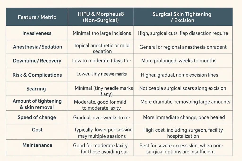 The Science of Skin Tightening 2 Table of skin tightening Surrey benefits compared to surgical options